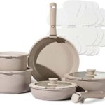 Carote taupe pots and pans 15 pcs nonstick cookware taupe pots and pans