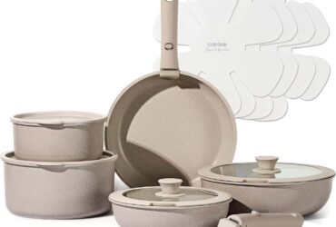 Carote taupe pots and pans 15 pcs nonstick cookware taupe pots and pans