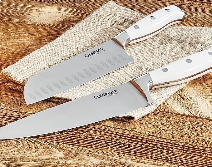 Razor-sharp taper ground blades with a wide safety bolster for control Cuisinart Triple Rivet Knife Set: Slice Like a Pro!