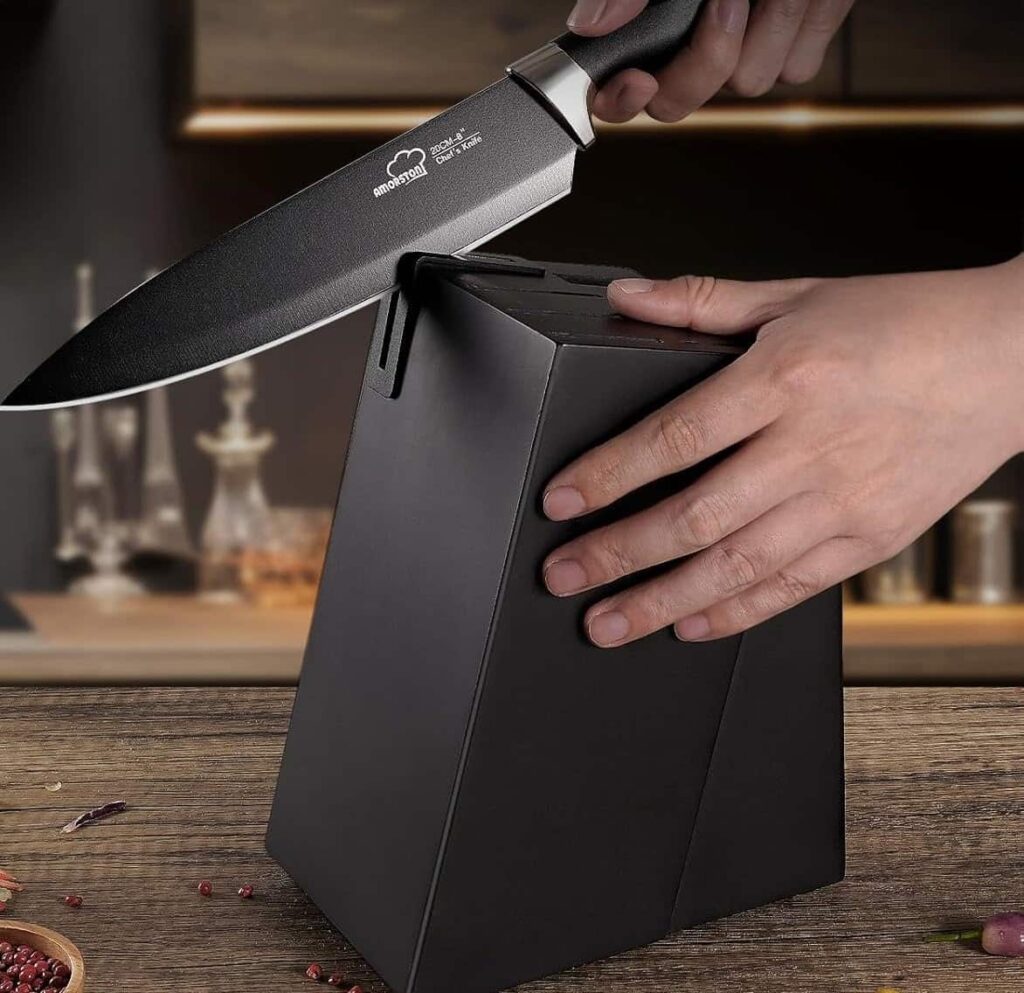 Amorston 15 piece knife set features a built-in sharpener for effortless maintenance