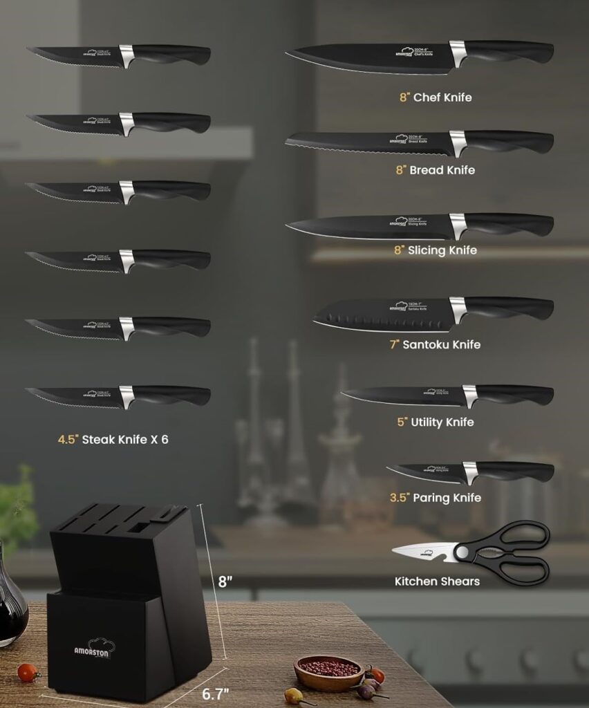 The Amorston 15-piece knife set offers precision and beauty in every cut The Amorston 15-piece knife set offers precision and beauty in every cut