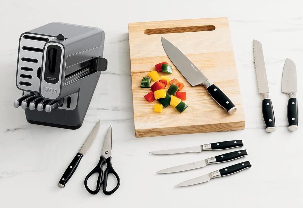 The Ninja NeverDull 14-Piece Knife Set offers a variety of durable and razor-sharp knives for all your kitchen needs The Ninja NeverDull 14-Piece Knife Set offers a variety of durable and razor-sharp knives for all your kitchen needs