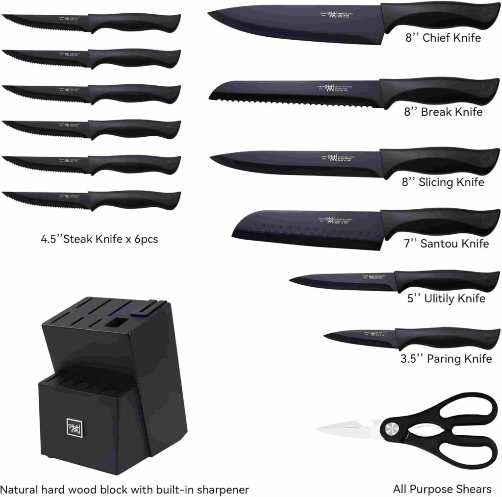 knives include in Hunter.Dual 15 pcs kitchen knife set knives include in Hunter.Dual 15 pcs kitchen knife set